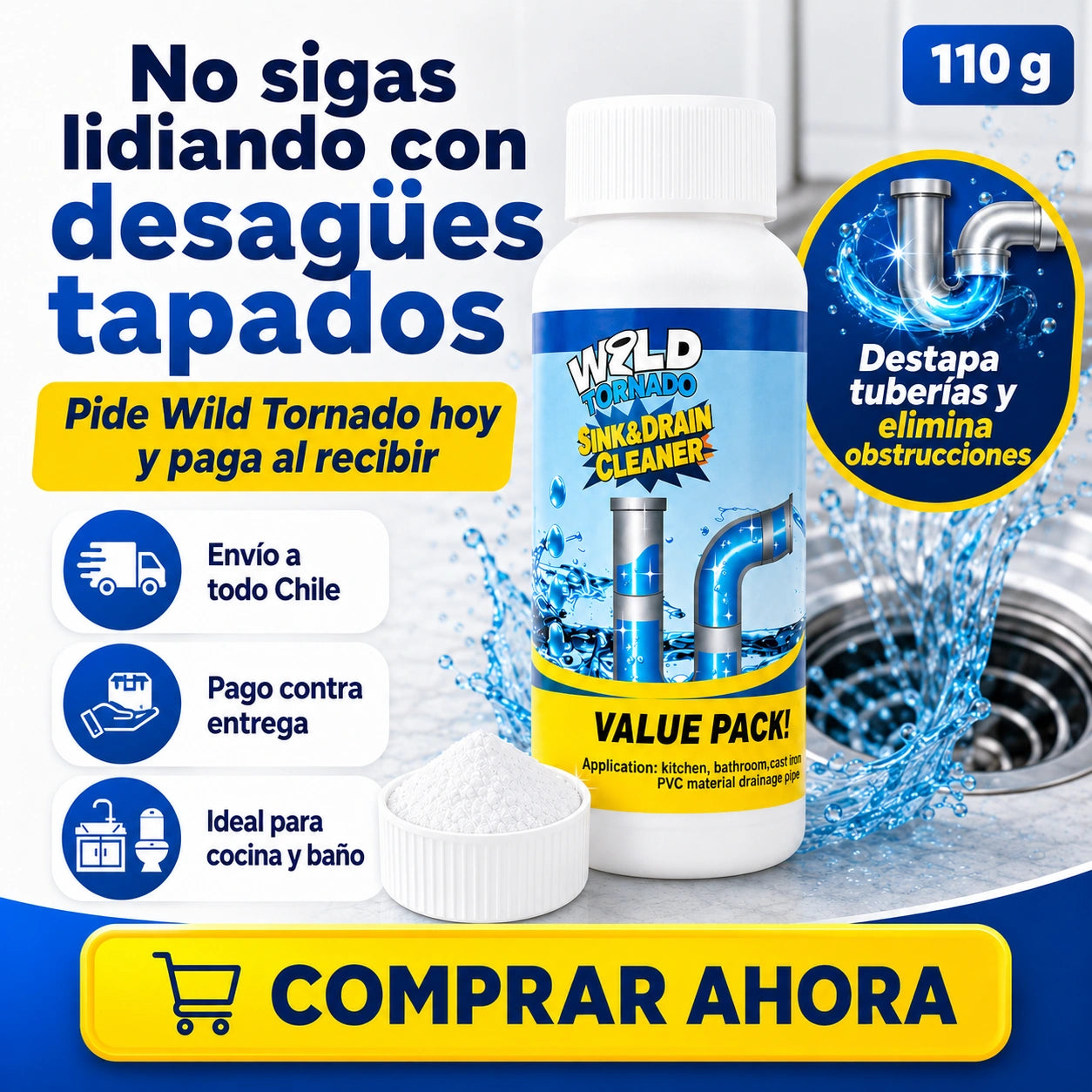 Limpiador de Desagüe Pack 3x1