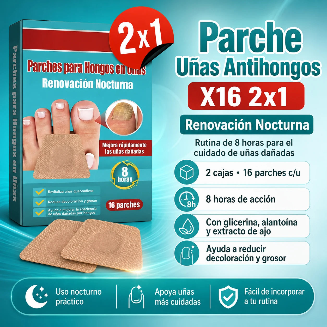 NailClear — Parche Antihongos Nocturno