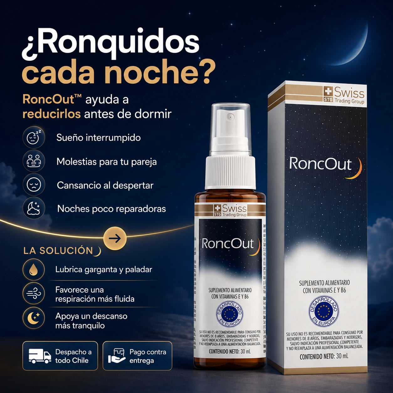 RoncOut Noche™ Spray Para Ronquidos 30ml