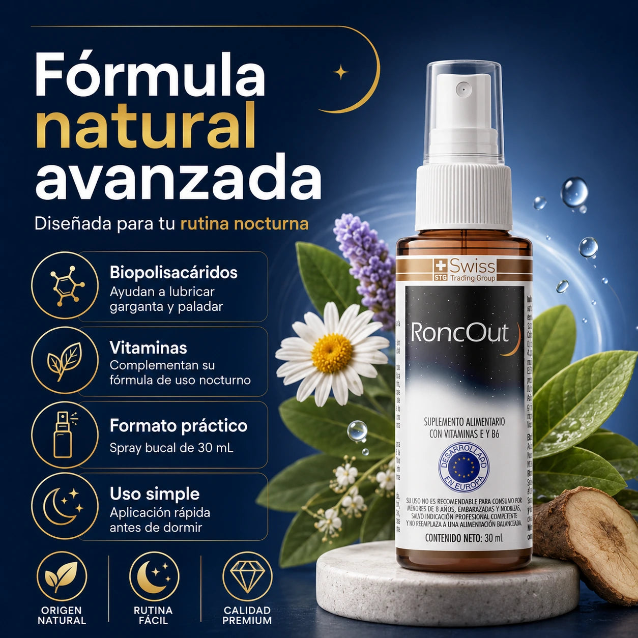 RoncOut Noche™ Spray Para Ronquidos 30ml