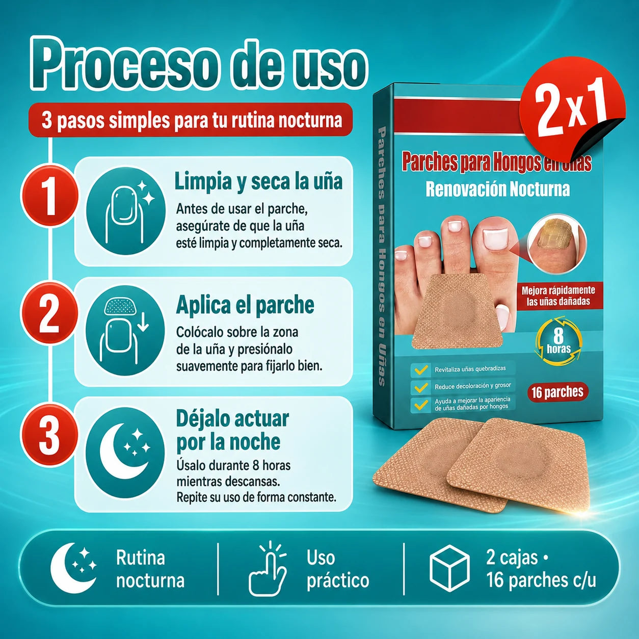 NailClear — Parche Antihongos Nocturno