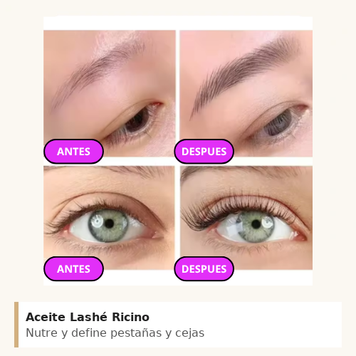 Aceite Lashé Ricino | pestañas y cejas más densas y largas, confianza renovada