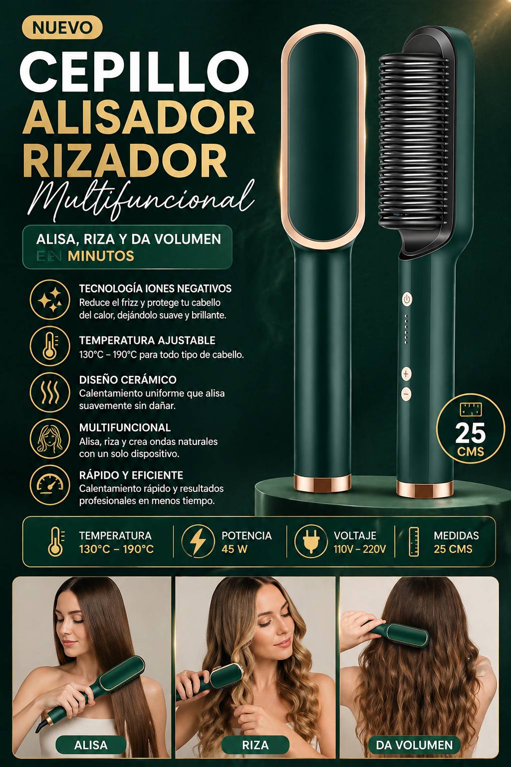 Cepillo Alisador Rizador Multifuncional