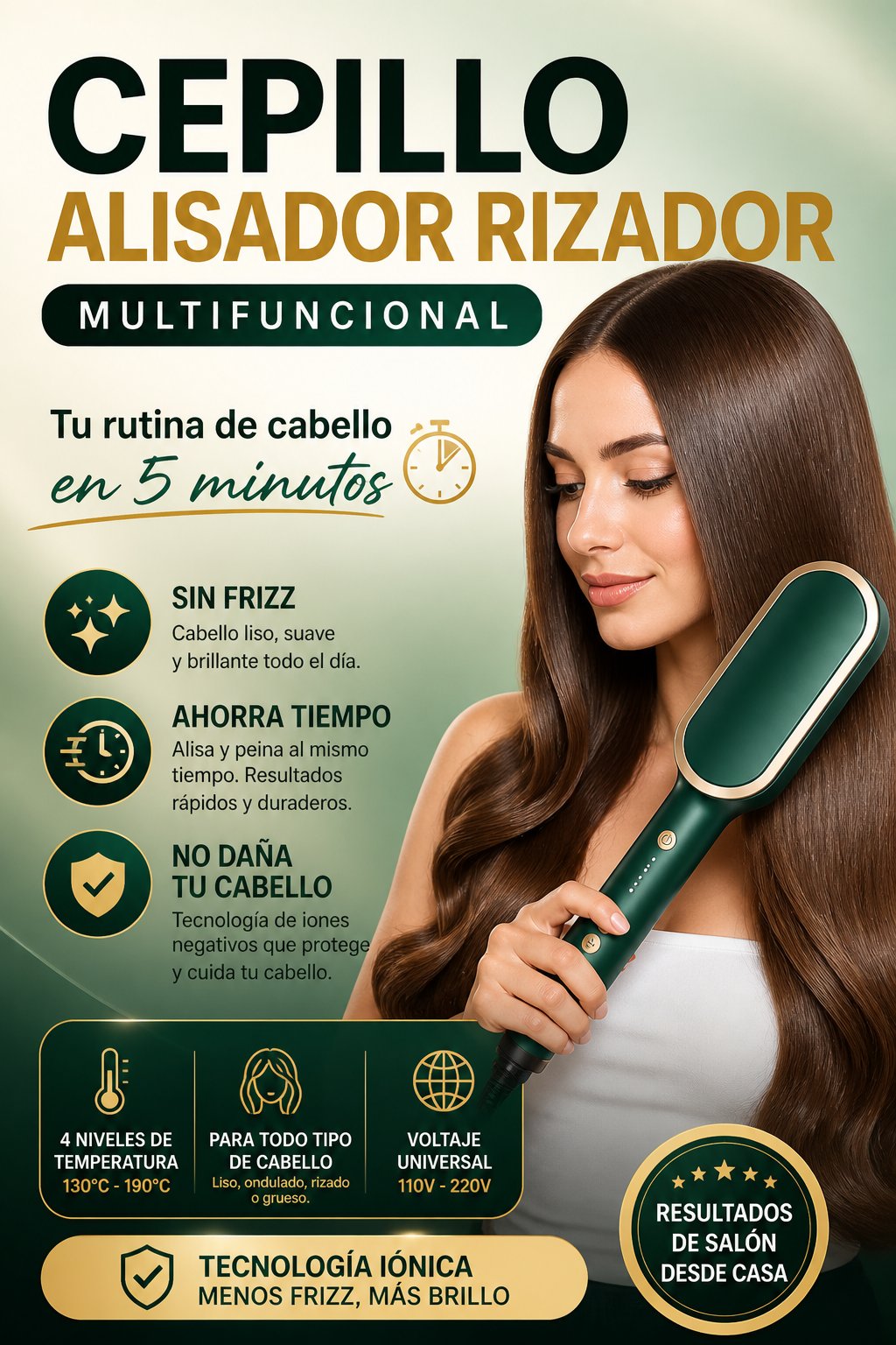 Cepillo Alisador Rizador Multifuncional