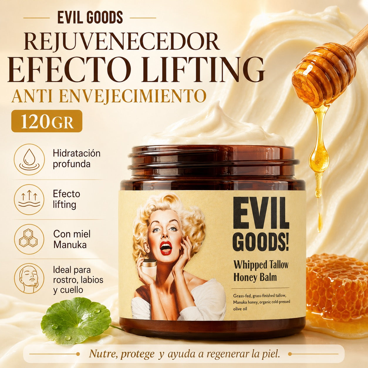 Crema facial Evil Good Lifting Antiarrugas Natural 120GR