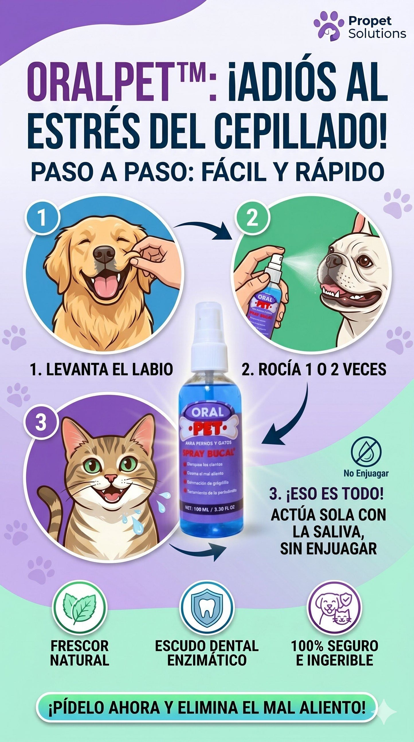 Oral Pet Spray Bucal Limpiador Mascotas