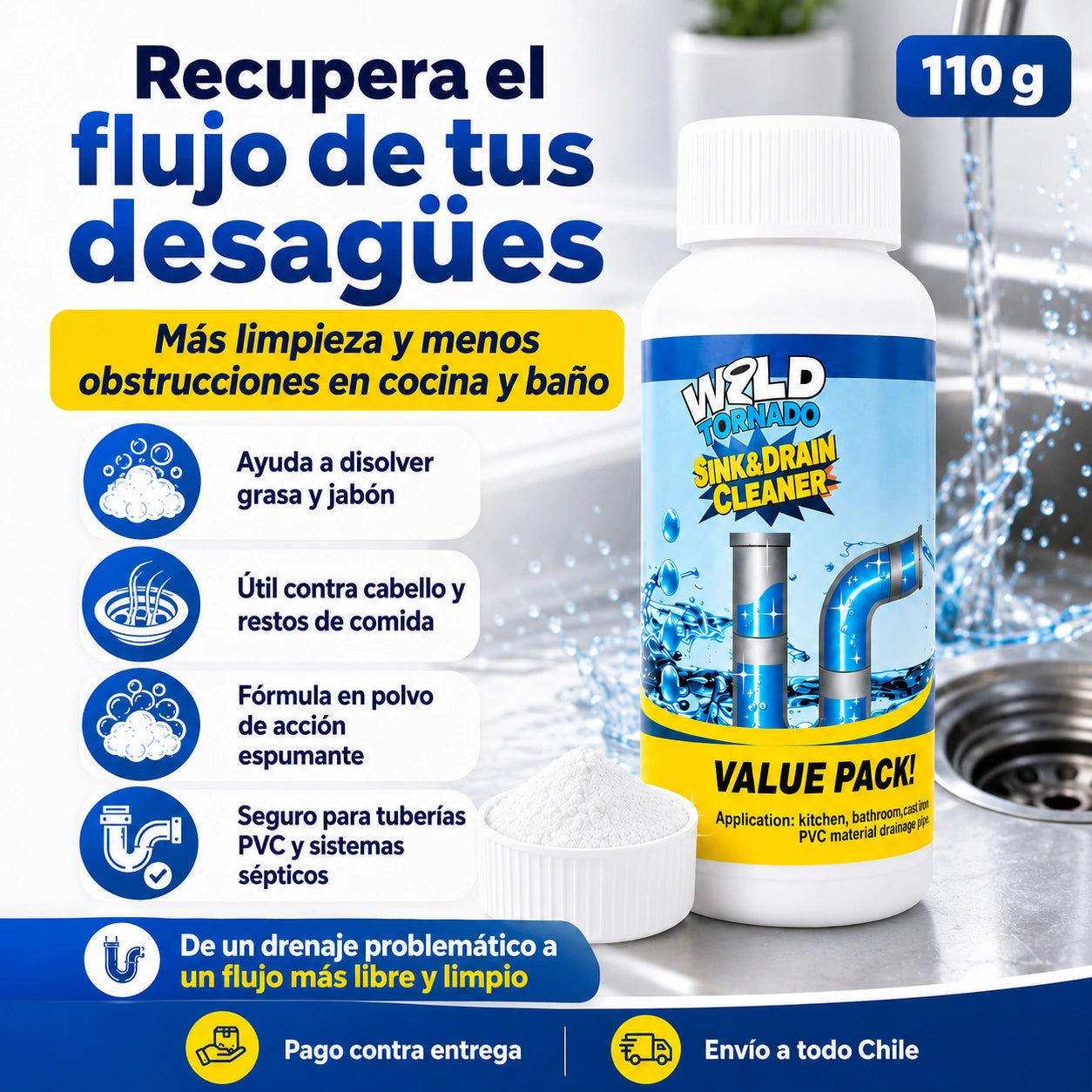 Limpiador de Desagüe Pack 3x1